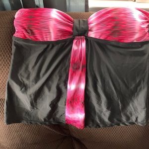 Pink and black bathing suit top